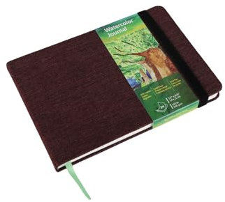 Aquarell Skizzenbuch, 300g, 25% Baumwolle, 14X21 CM, 24 Blatt,48 Seiten, Feinkorn, Säurefrei, Aquarellbuch, Mixed Media Künstlerpapier Aquarellpapier Block Ideal für Aquarell, Acryl, Gouache,