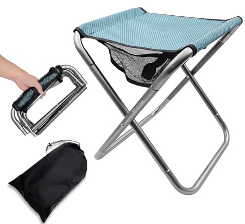 XHKDSYMC 16 Inch Tall Portable Folding Camping Stool - Aluminum Alloy Lightweight Seat With Carry Bag for Fishing, Outdoor Camping, Hiking and BBQ - Red