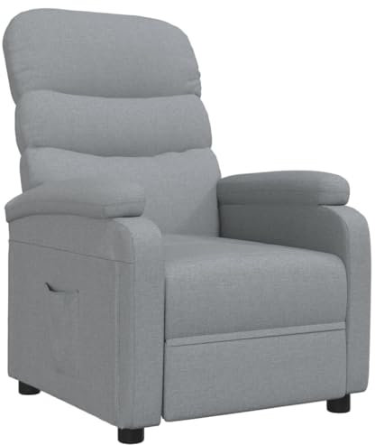 vidaXL Relaxsessel, Sessel mit manueller Liegefunktion, Relaxstuhl mit dick gepolsterter Sitzfläche, Fernsehsessel Liegesessel Ruhesessel, Hellgrau Stoff