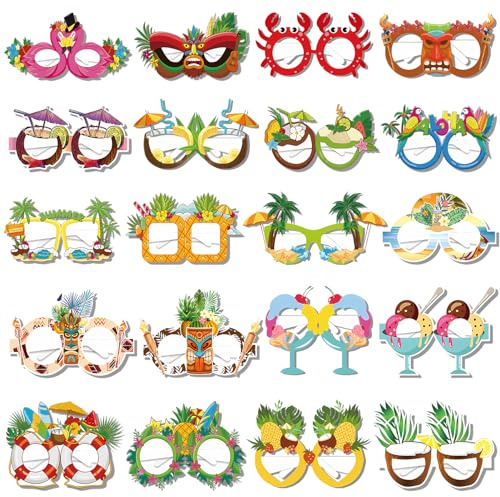 Lets Joy 20 Pares de Hawaianas Fiesta Gafas, Gafas de Sol de Fiesta Luau, Tropical Gafas de Sol Divertidas, Gafas Fiesta Divertidas, Gafas Fiesta en la Playa, Gafas Fiesta de Cumpleaños