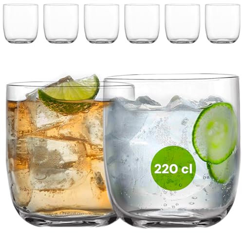 Avilia Set da 6 Bicchieri per Whisky e Acqua RCR - Vetro Sonoro 270cc, Design Minimal, 100% Made in Italy, 8x8cm, Cristallo Ecologico e Riciclabile