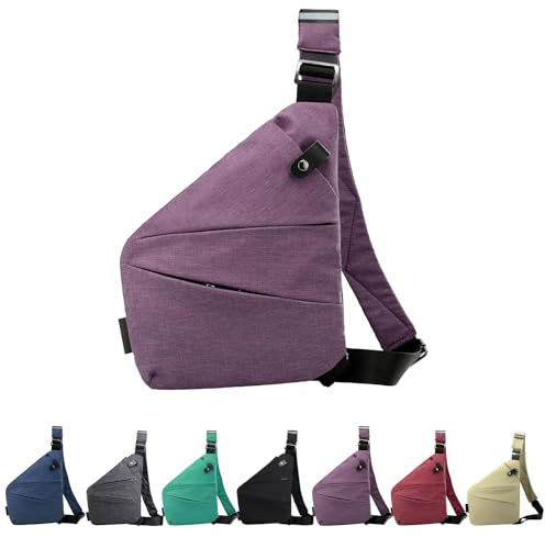 GDOKKNY Anti Theft Crossbody Bag for Women Personal Flex Travel Bag Anti-Theft Cross Body Bag Sling Chest Bag for Men （Purple）