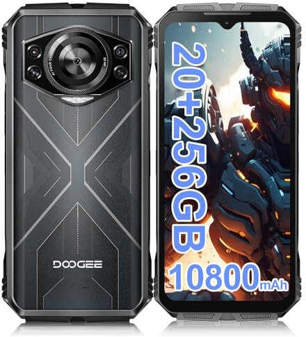 DOOGEE S Cyber Outdoor Smartphone Android 14, 20GB(8+12)/256GB,10800mAh, 6.58'' FHD+ Outdoor Handy ohne Vertrag 50MP+16MP Octa-Core Baustellenhandy, 4G Dual SIM/IP68 Wasserdicht/OTG/NFC/GPS 2024