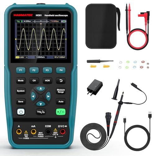 HANMATEK 3-in-1 Oscilloscopio, Multimetro e Generatore Di Forme d'Onda HO51 con Design Portatile