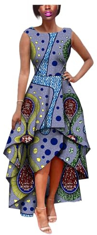 WMNWDQCS Robes Pour Femmes Africaines Robe Moulante Sans Manches Robes De Fête Et De Mariage En Coton Imprimé Batik De Style Ethnique(Style 1,M)