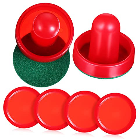 NULYLU Set Eishockey Ersatzpucks & Paddel Für Air Hockey Tischspiel Enthält 4 Schieber & Polster Tischspielzubehör Für Airhockey Spielfelder Ersatzteile Für Air Hockey Tische