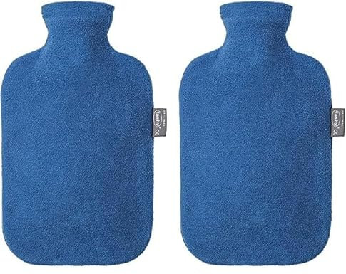 Fashy 6530 54 2007 Wärmflasche 2 L mit blauem Vliesbezug (Packung mit 2)