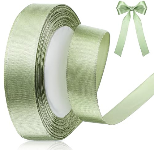 Nogeqi Lot de 2 rouleaux de ruban de satin de 22 m de long - Vert sauge - Largeur : 20 mm - Ruban cadeau vert menthe - Eucalyptus - Vert sauge - Pour mariage, Halloween, Noël, baptême, anniversaire