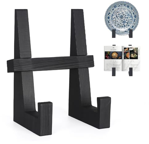DEBETOOL Wooden Plate Stand for Display - 8.8 Inch Wooden Picture Frame Holder Decorative Tabletop Easel for Plates, Photos, Recipes | Solid Wood Durable & Space-Saving Design