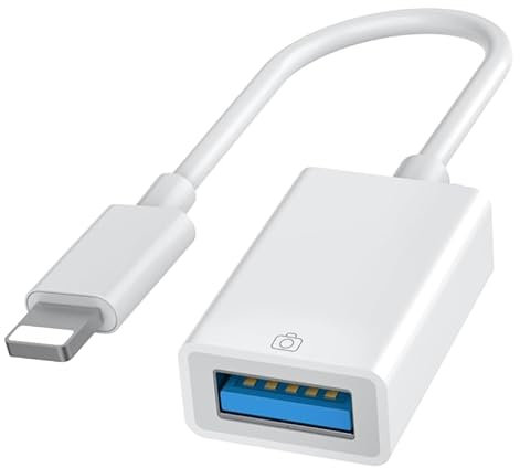 Adaptador Lightning a USB, Adaptador de iPhone OTG Cable Lightning, A-daptador de Apple L-ightning a USB para iPad para cámara Unidad U-S-B SD Lector de Tarjetas Teclado Ratón