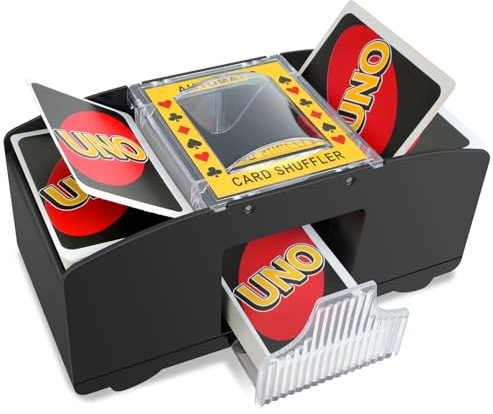 Vonsera Barajador de Cartas Eléctrico, Repartidor de Cartas Automático para 1-2 Barajas, Mezclador de Cartas Automático para Reuniones Familiares, Card Shuffler para UNO, Póker y Blackjack