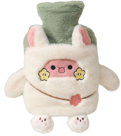 Conejo Bolsa Agua Caliente, Bolsa De Agua Caliente Con Funda Peluche, Bolsas de Aguas Calientes Grande Lindo Bolsa Agua Caliente Animales Regalo para Niñas, Niños Adultos