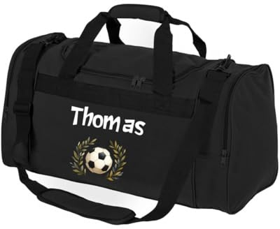 minimutz Sac de sport pour enfants personnalisé pour le football, sac de voyage pour garçons grand, sac de sport pour enfants avec nom 26L, Noir