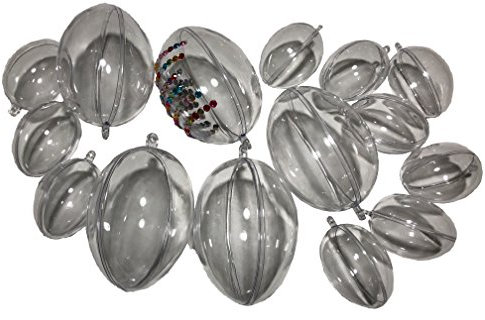 15 Eier Ostereier Set 10 + 6,5cm Durchmesser Acryl-Kugel Plastik-Ostereier Form transparente Kunststoff-Kugel zum Befüllen Bastel-Ei Gartenkugel Dekokugel