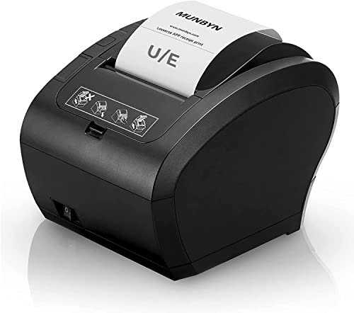 MUNBYN Thermodrucker Bondrukcer 80mm AUTO-CUT Schublade Drucker, Hochgeschwindigkeits Drucken 230mm / sec, USB, Ethernet LAN Schnittstelle, kompatibel mit ESC/POS Druck Befehlen eingestellt-EU Schwarz