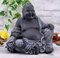 STEINFIGUREN SPICKER Steinfigur Buddha, 197/1 Glücksbuddha Gartenfigur Steinguss Statue Basaltgrau Schwarz