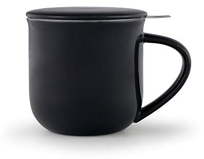 Viva Scandinavia Teetasse aus Porzellan mit herausnehmbarem Teesieb aus Edelstahl, Lose Tee, Laubtee, Isoliergriff, 350 ml, Dunkelblau V81445