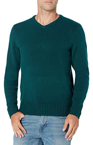 Amazon Essentials Men's Long-Sleeve Soft Touch V-Neck Jumper, Forest Green, L