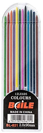 12 stycken 2,0 mm stiftpennor, mekanisk pennvässare, färgpatroner för designritning, skrivning, hantverk, konstskisser