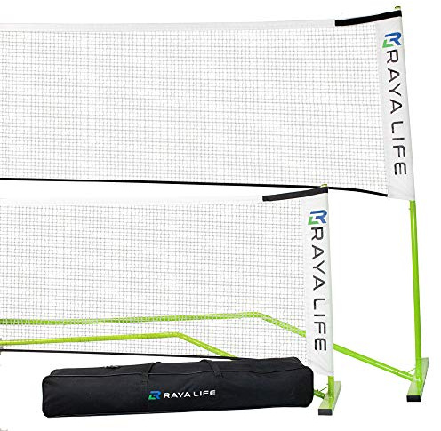 RayaLife Portable Pickleball Net & Badminton Net 2 in 1-22ft Width Standard Net Size- Indoor & Outdoor Multi-Sport Net – Weatherproof, Durable, Easy Assembly