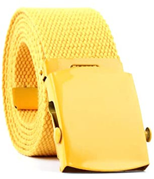 Männer Frauen Automatischer Canvas Gürtel Nylongürtel Verdicken Stoffgürtel Strickbund 90-140cm, Gelb