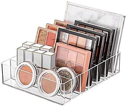 WECHENG Makeup Organizer for Eyeshadow Palette and Lipstick Organizer, 7 Section Divided Makeup Palette Organizer for Vanity Drawer Countertop Modern Cosmetics Storage(7.48 x 6.22 x 1.77)
