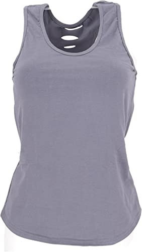 GURU SHOP Goa Psytrance Top, Pixi Top, Rückenfreies Boho Top - Taubenblau, Damen, Baumwolle, Size:M