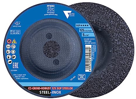 PFERD CC-GRIND ROBUST 125x22,23 mm Schleifscheibe SGP STEELOX für Stahl & Edelstahl mit VICTOGRAIN Körnung - 10 Stück Ergonomisch und Langlebig