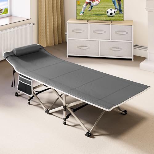 YITAHOME Letto da campeggio pieghevole per adulti, extra largo 71,1 cm, portatile, comodo lettino da campeggio con capacità di 280 kg, per viaggio/ufficio/all'aperto, grigio