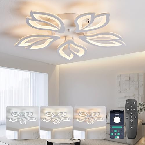 SUCIKORIO LED Taklampa Dimbar Med Fjärrkontroll Modern LED-taklampa För Vardagsrum 48W Vardagsrumslampa 2700K-6500K Sovrumslampa Taklampa Med App För Sovrum, Kök, Badrum, Hall