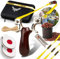 Abowllon® Steinschleuder Zwille Set | Schleuder Sportgerät | 300 Tonkugeln | Edelstahl & Rosenholz | 2X Ziele | 3X Steinschleuder Gummi Schleuder Zwille Slingshot Schleuder