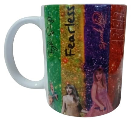 Taylor Album Keramiktasse, originelles Geschenk für Musikliebhaber, Kaffeetasse, Teetasse, Fassungsvermögen 330 ml, mikrowellen- und spülmaschinenfest, inklusive bruchsicherer Box (Farben)
