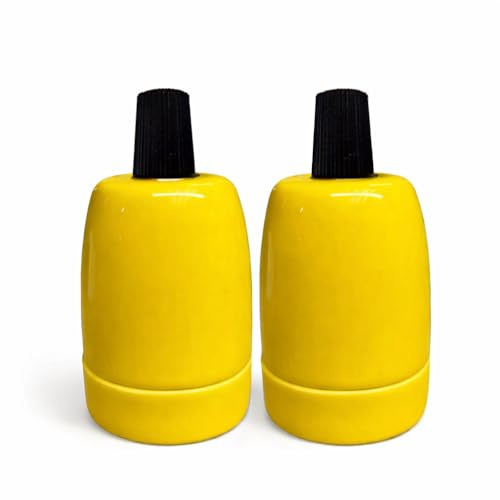 LEDSone Lamp Socket Replacement UK,Ceramic Porcelain E27 Edison Screw Pendant Lamp Fitting Yellow Light Adaptor Converter 240V