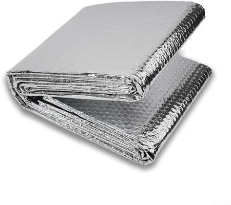 Oniissy Rouleau d'isolation pour radiateur, panneaux réflecteurs adiateurs, feuille d'isolation de tuyau, feuille d'aluminium double face et bulles pour tuyau d'abri de jardin, camping-car (sans