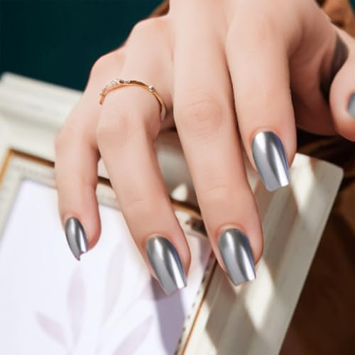 Generic Silver Metallic Gel Nail Polish, Quick Dry, Long Lasting, Mirror Chrome Effect, Nail Art & Manicure