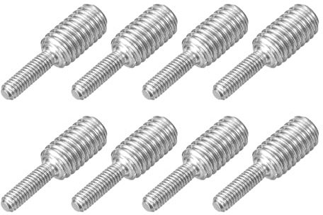 QUARKZMAN 8 stycken M3 x 10 mm till M6 x 10 mm gängstång stående bultar dubbelsidig gängstift skruvbultar, 304 rostfritt stål gänga reduceringsadapter för möbelmaskinmontering fastsättning