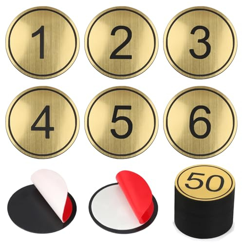 NumRealm Locker Cabinet Numbers (5cm/2) - ABS Plastic Table Numbers with Adhesive Tapes - Golden - Numbered 1 to 25
