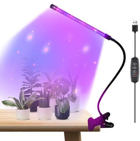 Anluomania Lampe de Croissance, Lampe de Plantes à Spectre Complet, Spectre Complet, avec Minuterie 3/9/12h, 3 Modes Lumière, 9 Luminosité, pour la Culture des Plantes d'Intérieur