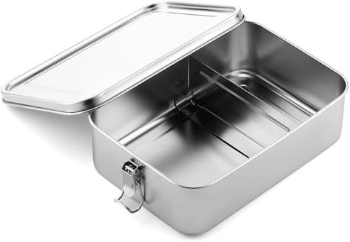 TAIHE Brotdose Edelstahl, Lunchbox Kinder Bento Box, Robust und Auslaufsicher Brotzeitbox für Kinder Erwachsene, Brotdosen Metall, Brotdose mit Fächern (Silber-850ML)