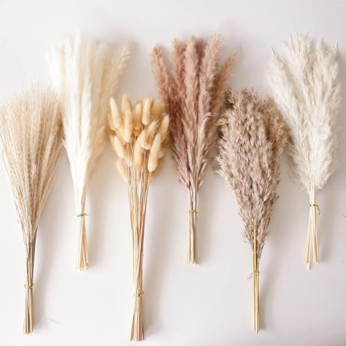 110 Pcs Artificial Pampas Grass Decoration – Dried Flower Bouquet for Vases, Crafts & Home Décor – Ideal for Weddings, Living Rooms & DIY Arrangements