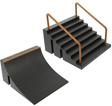 Yardwe 2Pcs Skateboard Ramp Set for Kids Portable Obstacles Adjustable Skatepark Accessories for Boys and Girls for Indoor Use