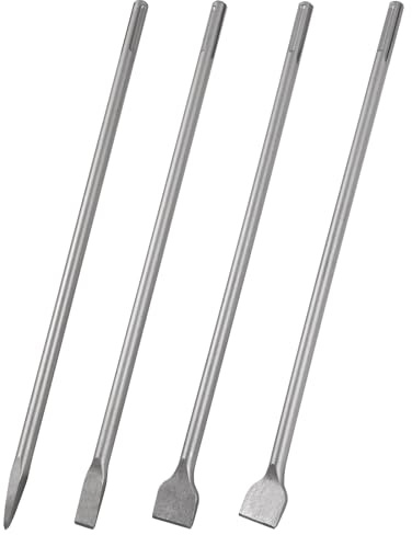 CPROSP 4 Piezas Cincels SDS MAX Set 600mm, Cincel Plano 25mm+ Baldosas 50mm+ Angulado 50mm +Puntiagudo, para Concreto, Mampostería,Taladros Ligeros y Martillos de Impacto