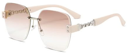 EJDHA Lunettes de soleil pour femme, lunettes de soleil sans monture avec dégradé de couleur, lunettes de soleil anti-UV pour la mode en plein air, Dégradé de couleur rose et marron, Taille unique