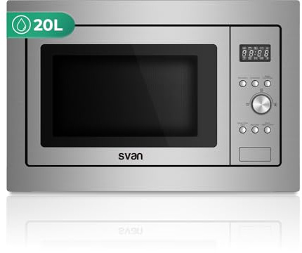 Svan Microondas 20 Litros con Grill Inox SMWI2701DGX. 700W, Grill 1000W, 8 Programas, Modo Descongelación, Revestimiento Interior, Fácil Limpieza, Temporizador 95min.