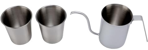 SUNGOOYUE Vierta la Cervecera de café, Acero Inoxidable Apilable 380 Ml Percolador Percolador Café de café con 2 Piezas de 250 Ml Taza de café para Acampar para Acampar Al Aire