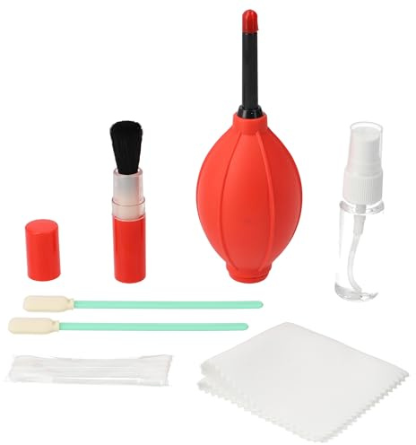 Kit de nettoyage 7 en 1 pour appareil photo avec soufflet, pinceau, chiffon et accessoires