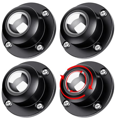 Self Adhesive Caster Wheels, Appliance Rollers for Kitchen Appliances, Stainless Steel Universal 360° Swivel Universal Wheel Mini Ball Transfer Roller,1 Inch Low Profile Swivel Wheels Black 4 Pack