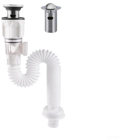 Stainless Steel Sink Drain Pipe Set with Anti- & Anti-, Telescopic 300–900 mm, Fits 40–50 mm Sink Holes, for Bathroom Washb(White)