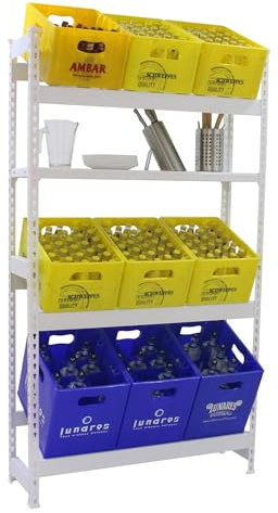 Simon Rack Estantería Cajas de Bebidas, 6 Cajas, 1000x1000x300 mm, 4 Alturas, 100 kg de Punto Flexión, Estantería para Bebidas, Blanco - Simonbottle