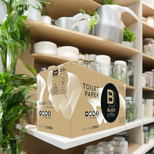 24 Rollen plastikfreies Toilettenpapier Wepa BlackSatino Blend | 100% Recycling | 2-lagig | 87m/Rolle | perforiert |geprägt| aus alternativen Rohstoffen, z.B. Kaffeebechern | 32 g/m² | VE: 24 Rollen